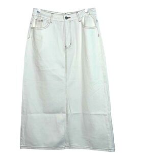 SHEIN White Midi Denim Skirt – Size Large